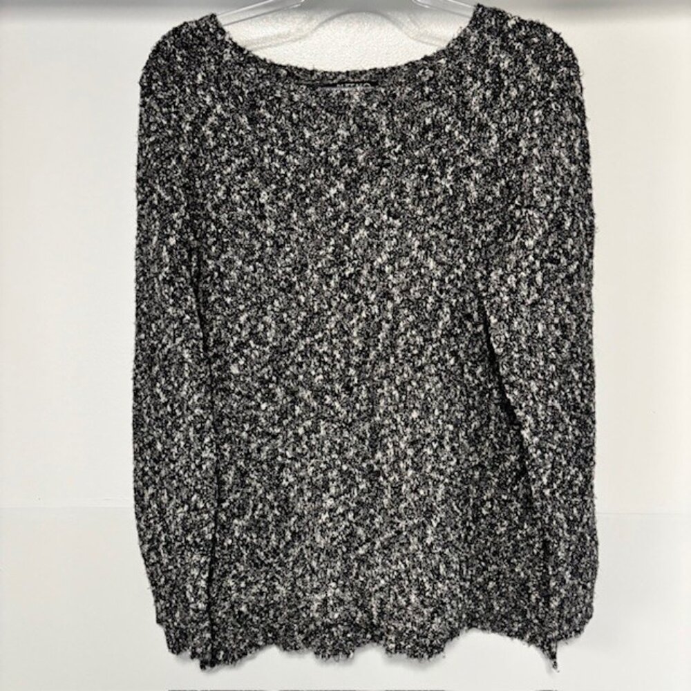 Buffalo David Bitton Black White Wool Knit Sweater L Minimalist Monochrome Cozy